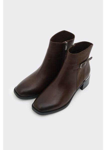 Hakiki Deri Kısa Topuklu Fermuarlı Kadın Bot modelleri