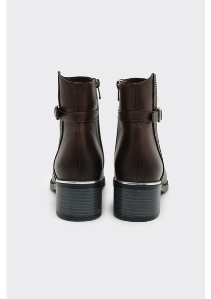 Hakiki Deri Kısa Topuklu Fermuarlı Kadın Bot indirimleri