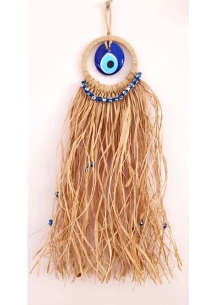 Cam Nazar Boncuklu Rafyalı Mini Duvar Süsü