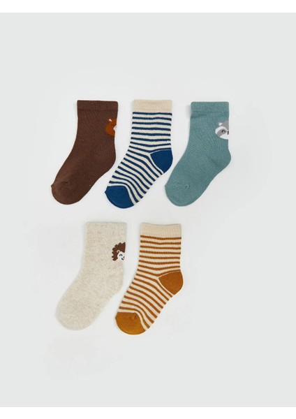Lcw Baskılı Erkek Bebek Soket Çorap 5'li (W5)