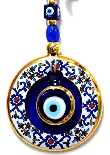 Çini Desenli Nazar Boncuklu Duvar Süsü, Cam El Işçiliği Hediyelik Eşya Altın Yaldızlı Nazar Boncuğu fiyatları