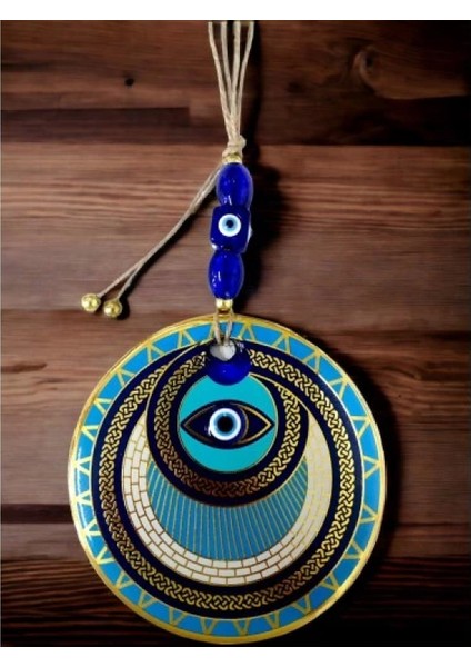 Altın Işlemeli Halka Model Nazar Boncuk Gözlü Duvar Süsü Zincir Duvar Dekoru indirimleri