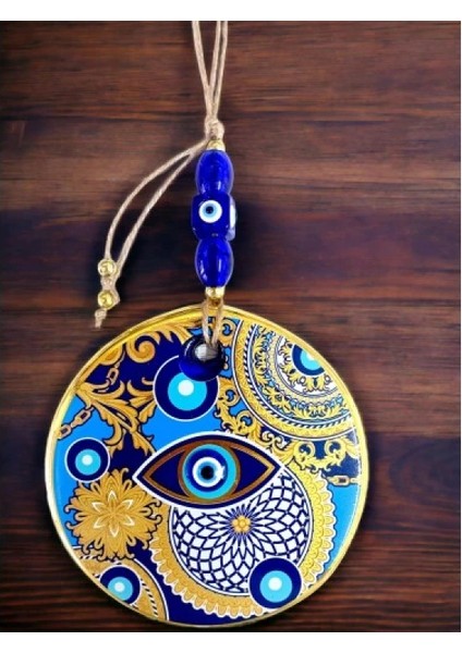 Çini Gold Desen Nazar Boncuklu Gözlü Duvar Süsü