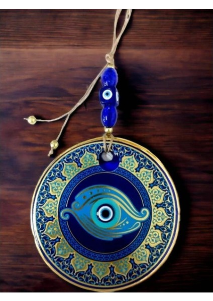 Altın Işlemeli Balık Gözlü Nazar Boncuklu Duvar Süsü