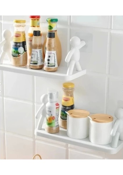 Insan Figürlü Yapışkanlı Çok Amaçlı Duvar Rafı indirimleri