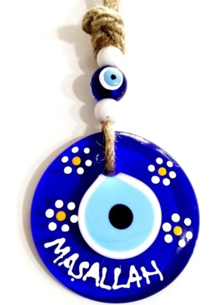 Maşallah Yazılı Papatya Desenli Nazar Boncuklu El Boyaması Duvar Süsü modelleri