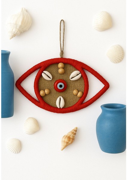 El Yapımı Doğal Malzemeden Marin Tarzda Turuncu Göz Figürlü Dekoratif Duvar Süsü fiyatları