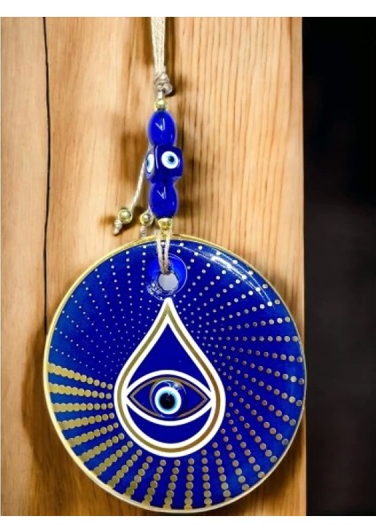 Gold Puantiyeli Mavi Cam Nazar Boncuklu Göz Duvar Süsü fiyatları