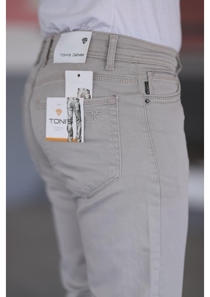 Erkekek Kot Pantalon Taycan Armürlü Çelik Örme Yuksek Bel Likralı Fermuarlı Nakışlı 5 Cepli fırsatları