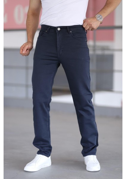 Erkekek Kot Pantalon Taycan Armürlü Çelik Örme Yuksek Bel Likralı Fermuarlı Nakışlı 5 Cepli