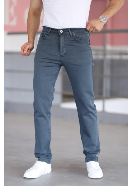 Erkekek Kot Pantalon Taycan Armürlü Çelik Örme Yuksek Bel Likralı Fermuarlı Nakışlı 5 Cepli