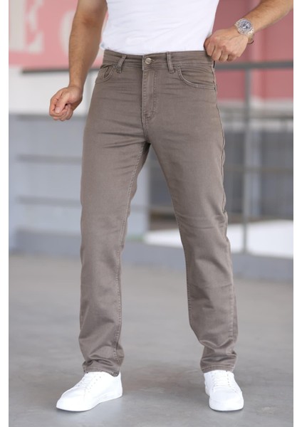 Erkekek Kot Pantalon Taycan Armürlü Çelik Örme Yuksek Bel Likralı Fermuarlı Nakışlı 5 Cepli