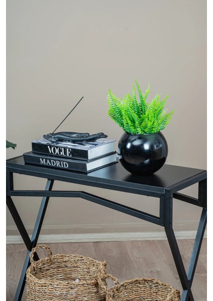 Siyah Metal Gövdeli Dresuar – Ahşap Raflı Dekoratif Antre ve Salon Konsol Masası modelleri