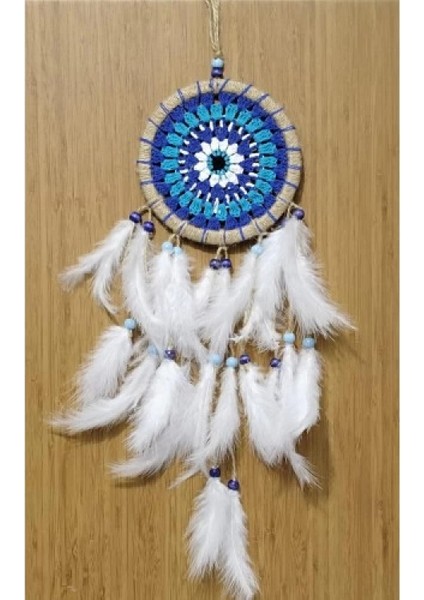 Nazar Boncuğu Desenli Dream Catcher El Yapımı Kuş Tüylü Rüya Kapanı Duvar Süsü modelleri