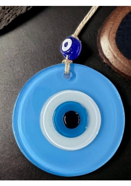 Mini Boy Bebe Mavisi Nazar Boncuklu Duvar Süsü 10 cm Cam Duvar Dekoru