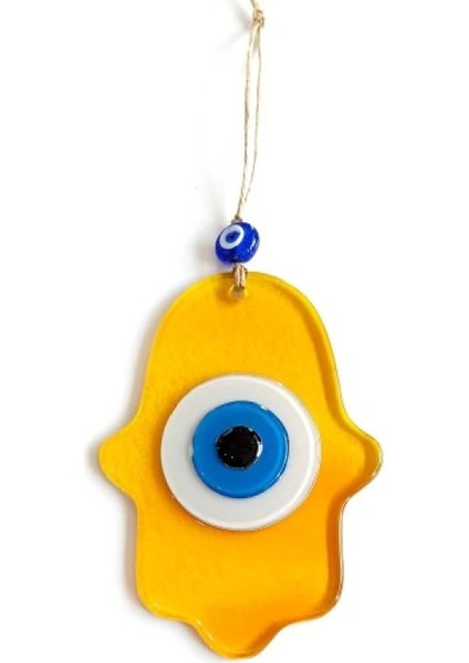 Nazar Boncuklu Bal Rengi Fatma Ana Bereket Eli Cam Duvar Süsü fiyatları