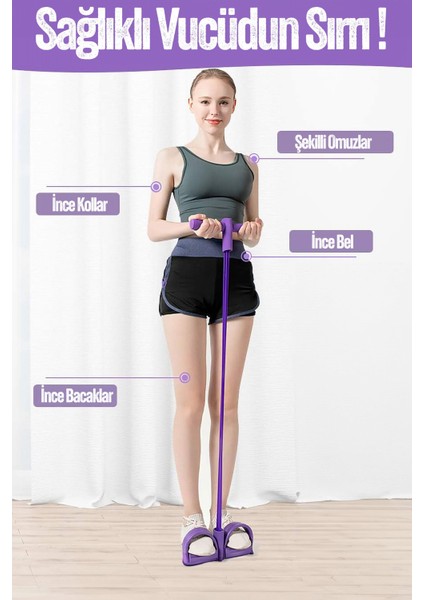 4 Lastik Body Trimmer Karın Kol Jimnastik Egzersiz Mekik Çekme Evde Spor Kondisyon Kürek Aleti Mor indirimleri