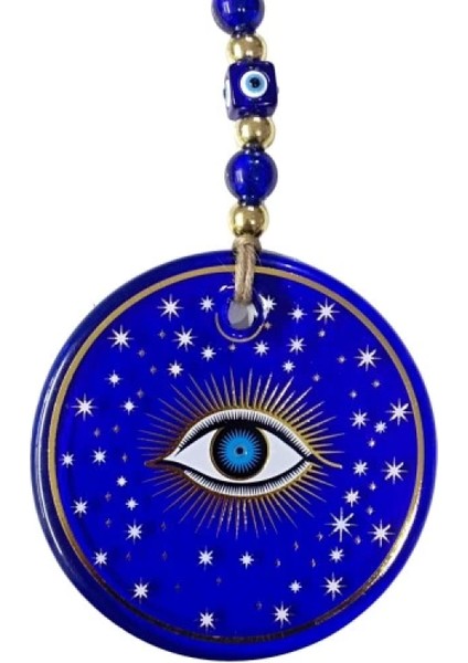 Mavi Yıldız Işlemeli Göz Model Duvar Süsü Nazar Boncuklu Duvar Dekoru