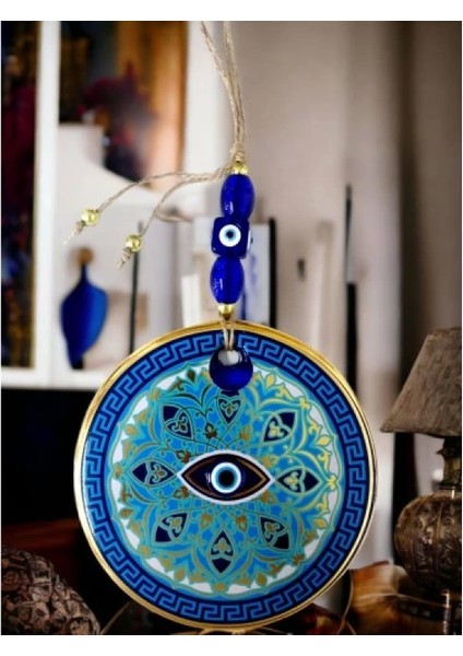 Nazar Boncuk Gözlü Mavi Çizgili Duvar Süsü Desenli Duvar Dekoru indirimleri