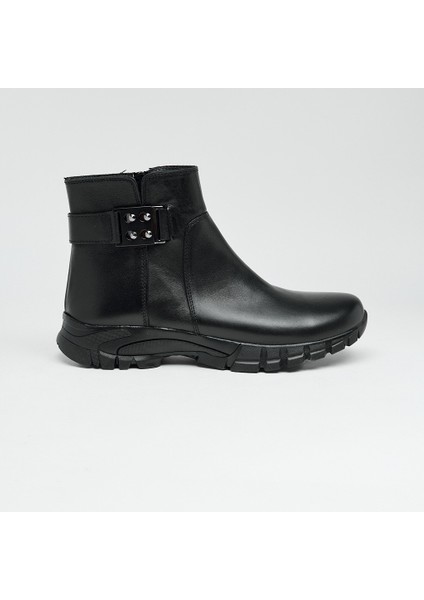 Hakiki Deri Fermuarlı Kadın Bot
