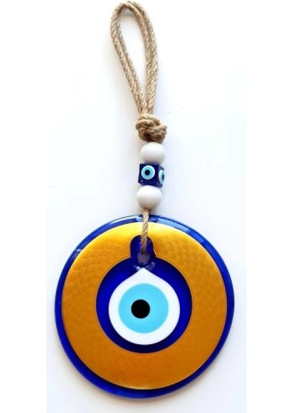 Nazar Boncuklu Gold Renk Kaplama Cam Duvar Dekoru