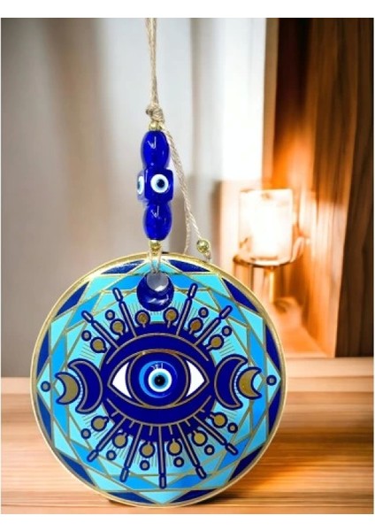 Tek Gözlü Piramit Desenli Nazar Boncuklu Duvar Süsü Cam Duvar Dekoru fiyatları