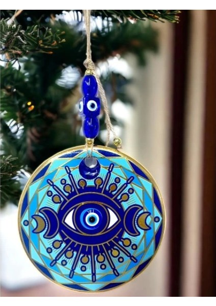 Tek Gözlü Piramit Desenli Nazar Boncuklu Duvar Süsü Cam Duvar Dekoru fırsatları