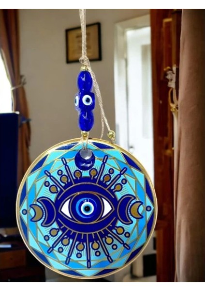 Tek Gözlü Piramit Desenli Nazar Boncuklu Duvar Süsü Cam Duvar Dekoru indirimleri