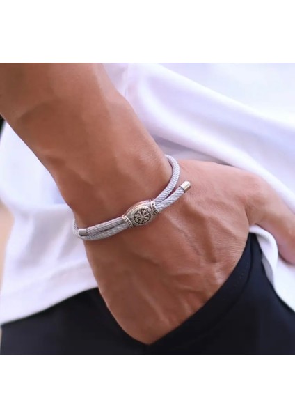 Vegvisir Sembollü Ipli Bileklik-Nazar Kötü Enerji ve Şans Bilekliği