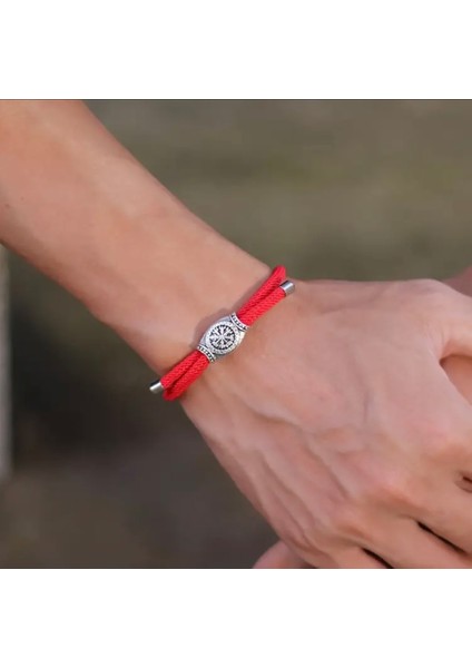 Vegvisir Sembollü Ipli Bileklik-Nazar Kötü Enerji ve Şans Bilekliği