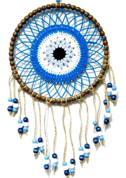 Petrol Mavisi Motifli Renkli Boncuklu El Yapımı Duvar Süsü