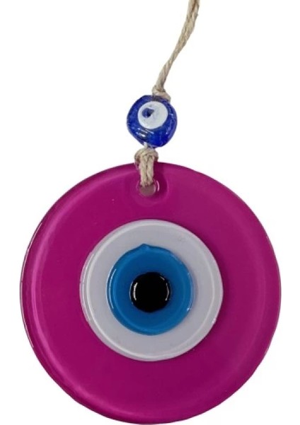 Pembe Nazar Boncuklu Duvar Süsü 10 cm Cam Duvar Dekoru