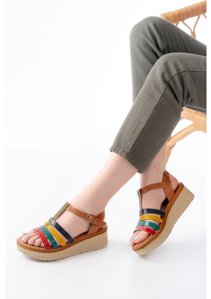 Bayan Sandalet 730-142 Multi Hakiki Deri Ortopedik Taban Kadın Sandalet fiyatları