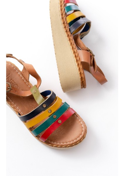 Bayan Sandalet 730-142 Multi Hakiki Deri Ortopedik Taban Kadın Sandalet fırsatları