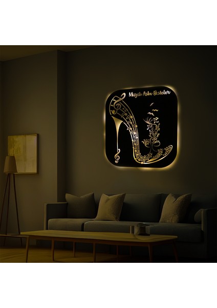 LED Işıklı Kişiselleştirilebilir Müzik Temalı Tablo Kadın Ayakkabısı Dekoratif Gece Lambası modelleri