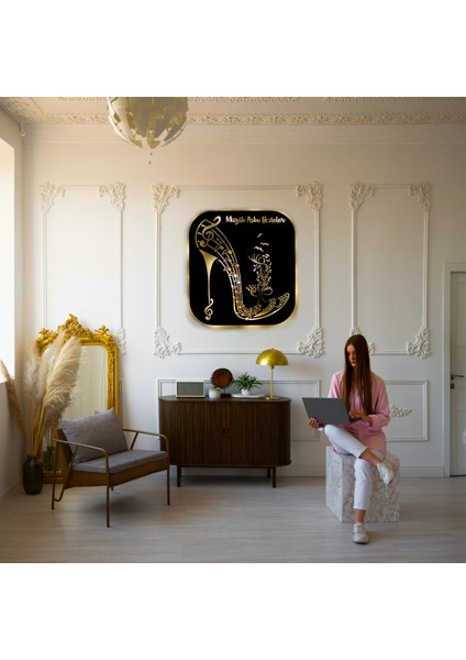 LED Işıklı Kişiselleştirilebilir Müzik Temalı Tablo Kadın Ayakkabısı Dekoratif Gece Lambası