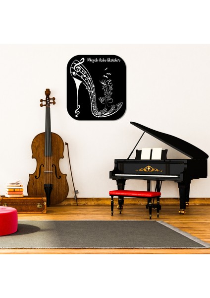 LED Işıklı Kişiselleştirilebilir Müzik Temalı Tablo Kadın Ayakkabısı Dekoratif Gece Lambası