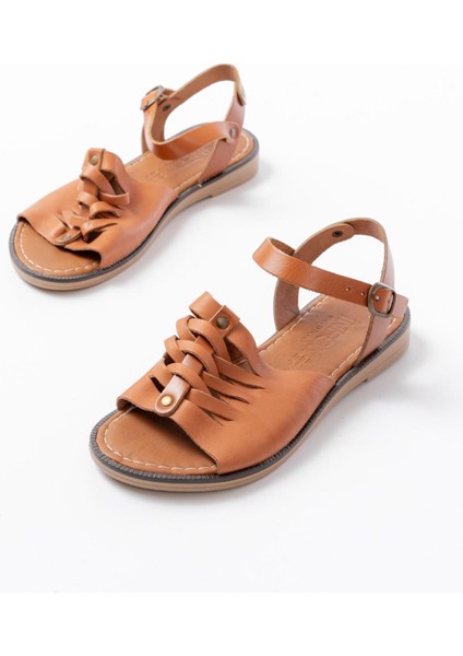 Bayan Sandalet 205-029 Taba Ortopedik Hakiki Deri Kadın Sandalet modelleri
