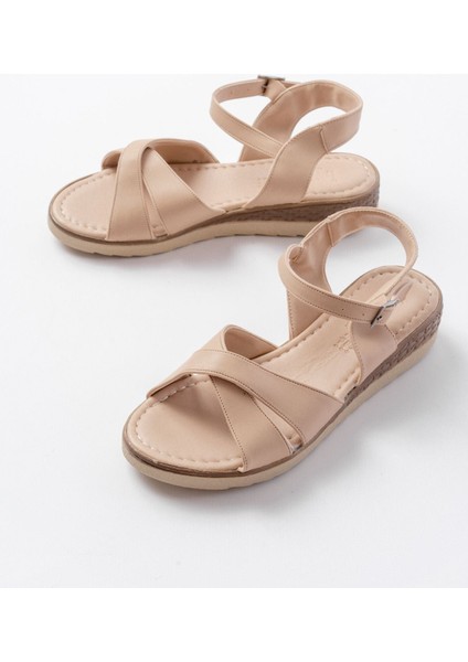 Bayan Sandalet 692-564 Nut Ortopedik Taban Çapraz Tokalı Kadın Sandalet modelleri