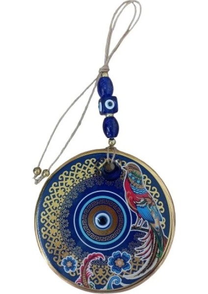 Yaldızlı Bülbül Kuşlu Çicekli Nazar Boncuklu Duvar Süsü Camlı Duvar Dekoru fiyatları