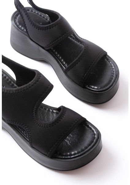 Bayan Sandalet 24414-573 Siyah Dalgıç Günlük Dolgu Topuk Kadın Sandalet fırsatları