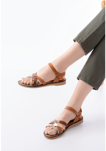 Bayan Sandalet 205-093 Taba Garni Hakiki Deri Ortopedik Taban Kadın Sandalet fiyatları
