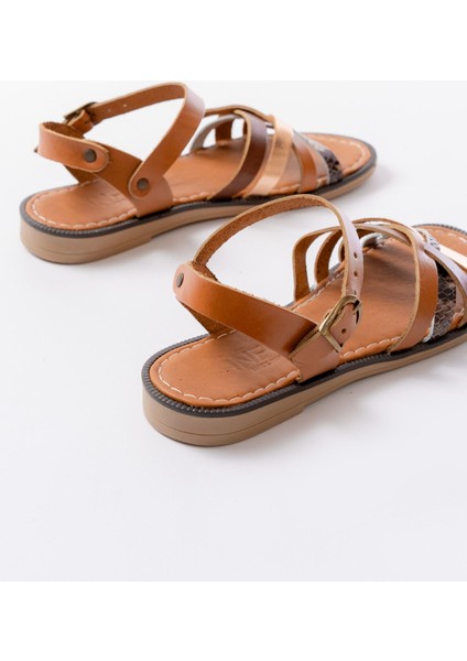 Bayan Sandalet 205-093 Taba Garni Hakiki Deri Ortopedik Taban Kadın Sandalet fırsatları