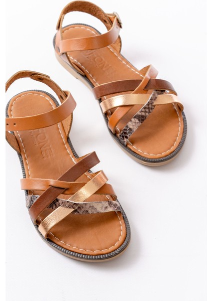 Bayan Sandalet 205-093 Taba Garni Hakiki Deri Ortopedik Taban Kadın Sandalet indirimleri