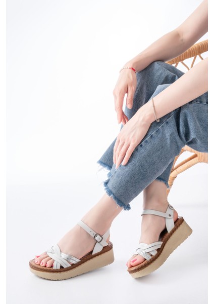 Bayan Sandalet 730-037 Beyaz Ayna Hakiki Deri Ortopedik Taban Kadın Sandalet fiyatları