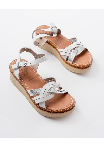 Bayan Sandalet 730-037 Beyaz Ayna Hakiki Deri Ortopedik Taban Kadın Sandalet modelleri