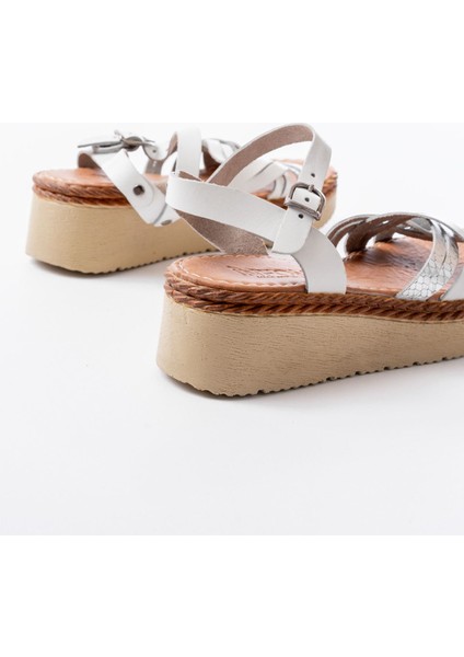 Bayan Sandalet 730-037 Beyaz Ayna Hakiki Deri Ortopedik Taban Kadın Sandalet indirimleri