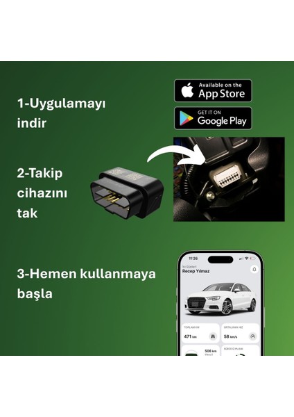 Araç Takip Sistemi (Obd2) + 4 Yıllık Abonelik