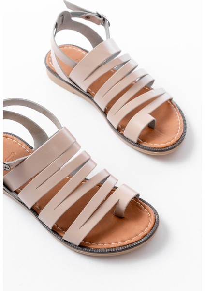 Bayan Sandalet 205-041 Bej Ortopedik Hakiki Deri Kadın Sandalet indirimleri
