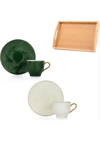 Renkli Fincan Takımı ve Bambu Servis Tepsisi